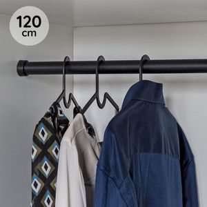 Eleganca Kledingstang – Kledingroede rond – 120 cm – Inclusief kastroede dragers en schroeven - Ø28.5mm - Aluminium - Zwart