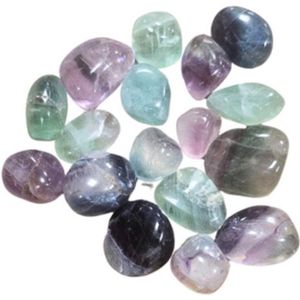Stones & Bones® - Fluoriet Regenboog trommelsteen - maat 3