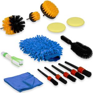 auto reiniging set - 14-delig - met auto wasborstels - interieur - exterieur