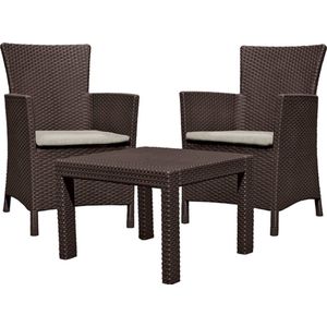 Keter - Tuinmeubel set, twee fauteuils, tafel, bruin-beige, Rosario Balkonset