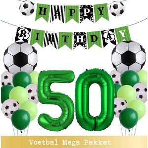 Voetbal Ballonnen - Cijfer Ballon 50 Jaar - Snoes - Megapakket - set van 24 Sport Voetbalfan Voetbal Jongen/Meisje - Sportieve - Voetbal Vrouwen Mannen - Kinderfeestje - Verjaardag - Helium Ballon nummer 50