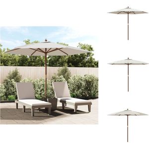 vidaXL Parasol - Parasols - Tuinparasol - Strandparasol - Parasol met houten paal 299x240 cm zandkleurig