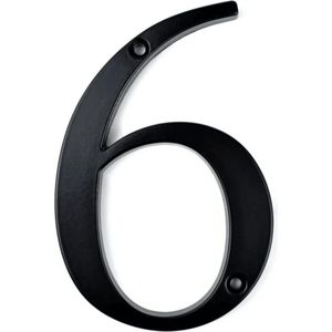 Matteo Black 10 cm nr. 6 - Zwart Huisnummer - Zwart Modern huisnummer - Huisnummer Zwart - 10cm hoog