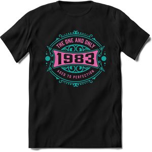 1983 The One And Only | Feest Kado T-Shirt Heren - Dames | Cobalt - Licht Roze | Perfect Verjaardag Cadeau Shirt | Grappige Spreuken - Zinnen - Teksten | Maat XXL