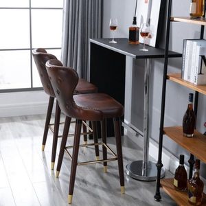 Bar-ontlasting met voetsteun, stoelstoel met rugleuning, bistro gocker, eetkamer, pu, bruin, 2 set, 52 x 53 x 101 cm