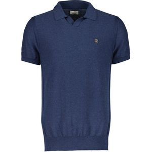 Dstrezzed - Polo Melange Slub Donkerblauw - Slim-fit - Heren Poloshirt Maat S