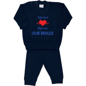 La Petite Couronne Pyjama 2-Delig ""Mijn hart klopt voor Club Brugge"" Unisex Katoen Zwart/blauw/rood/blauw Maat 68/74