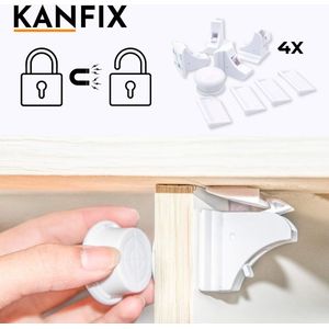 KanFix® Kinderslot Kastjes - MagneetSlot - Veiligheid voor Kinderen - Sloten - Huis - Set van 4 Stuks Inclusief Bevestigingsmateriaal