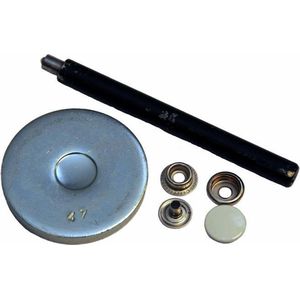 Metalen gereedschap set drukkers type 4-7 - 15 mm - gereedschapsetje drukknopen - inslagset inslagdrukkers