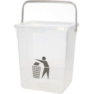 Plasticforte Gft afvalbakje voor aanrecht - 5L - klein - transparant - afsluitbaar - 20 x 17 x 23 cm - compostbakje