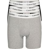 Calvin Klein Cotton Stretch boxer brief (3-pack) - heren boxers extra lang - zwart - wit en grijs - Maat: L