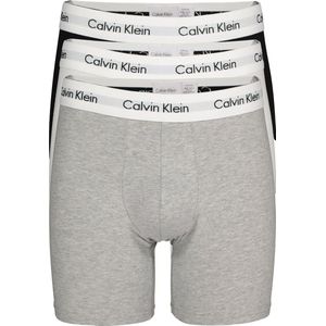 Calvin Klein Cotton Stretch boxer brief (3-pack) - heren boxers extra lang - zwart - wit en grijs - Maat: L