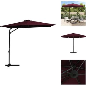 vidaXL Parasol 300x250 cm - Bordeauxrood - UV-beschermend polyester - Stevige kruisvoet - Stabiel en duurzaam - Met zwengelmechanisme - Montage vereist - Parasol