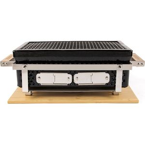 YAKINIKU - Rechthoekige Shichirin BBQ - Tafelgrill - Hibachi - Japanse BBQ Grill - Keramische Japanese Yakitori Grill - Geschikt Voor Binchotan Houtskool - 2 t/m 6 Personen - Grilldoorsnede 35,5 cm x 17,5 cm