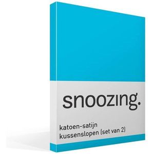 Snoozing - Katoen-satijn - Kussenslopen - Set van 2 - 40x60 cm - Turquoise