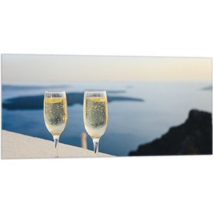 WallClassics - Vlag - Champagne Glazen - 100x50 cm Foto op Polyester Vlag