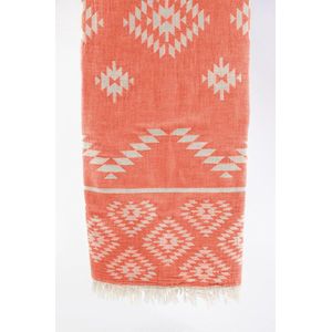 uit Turkije By Aquatolia Hamamdoek Patara - 100% Zacht Katoen - Strandlaken - Handdoek - Oranje - 100cm x 180cm - Originele hamamdoek uit Turkije