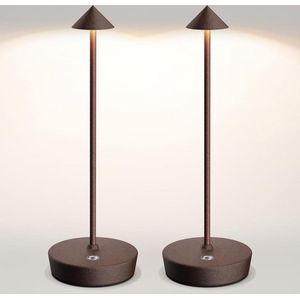 Bureaulamp Tafellamp Snoerloos LED IP54 USB-C Oplaadbaar Dimbaar 6000mAh Batterij 3 Lichtkleuren Nachtlampjes Voor Slaapkamers Woonkamer (2 Corten)