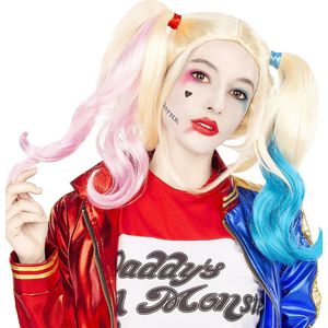 FUNIDELIA Harley Quinn pruik - Suicide Squad - voor vrouwen - Geel
