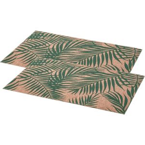 Set van 10x stuks rechthoekige placemats Palm groen - linnen mix - 45 x 30 cm - Onderleggers