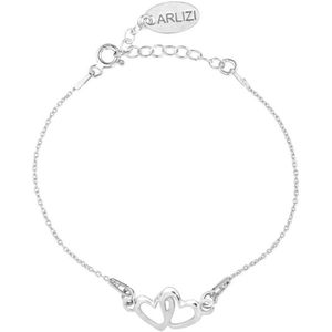 ARLIZI 1326 Armband Dubbel Hartjes - Dames - 925 Sterling Zilver - 18 cm