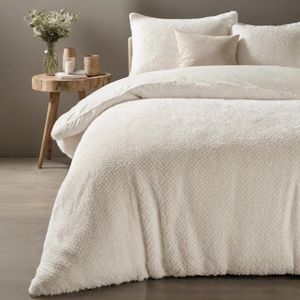 Droomtextiel Teddy Furry Dekbedovertrek Ivoor - 140x200/220 cm - Heerlijk Zacht - Lekker Warm