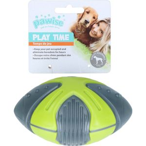 Pawise Dog Squeaky Football - Hondenspeelgoed - Flexibele hondenbal met pieper - Eenvoudig te reinigen - 7x12x6 cm - Groen