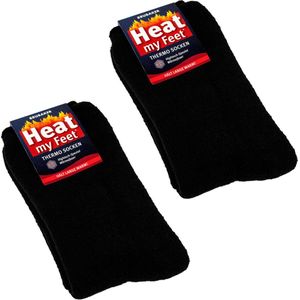 BRUBAKER 2 Paar Heat my Feet Unisex Thermosokken - Warme Sokken - Huissoken - Skisokken – Zwart – Maat 47-50