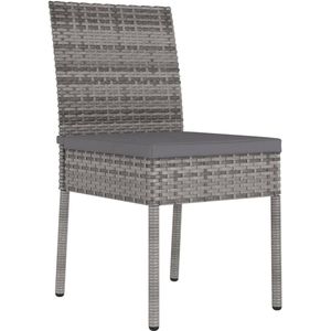 vidaXL Eetkamerstoel - Eetkamerstoelen - Tuinstoel - Tuin Stoel - Tuinstoelen 2 st poly rattan grijs