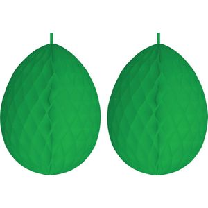 3x stuks hangdecoratie honeycomb paaseieren groen van papier 30 cm - Brandvertragend - Paas/pasen thema decoraties/versieringen