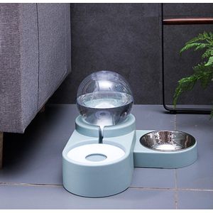 Drinkbak en Voerbak - Luxe Design! - Automatische Water Dispenser - voor Kat en kleine Hond (excl. RVS bakje) Groen