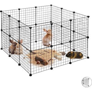 Relaxdays konijnenren - uitloop kleine dieren - DIY buitenren - uitbreidbare ren knaagdier - Pak van 24