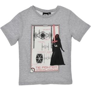 Star Wars - T-shirt - Kylo Ren & Tie Fighters - Model ""Kylo Ren Defending Tie Fighters"" - Grijs / Wit - 104 cm - 4 jaar - 100% Katoen