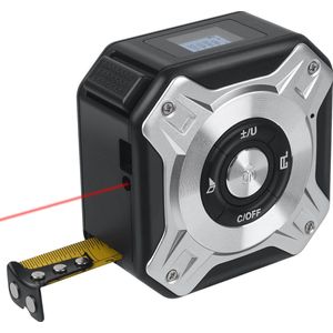 WINNES Laser Afstandsmeter - 40 Meter + 5 M Rolmaat 2in1 – Digitaal – Zwart en Zilver