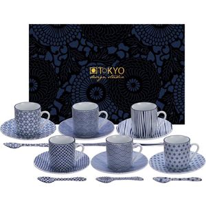 Tokyo Design Studio Nippon Blue Espresso Serviesset - 6 personen - 18 stuks - Porselein