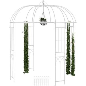 rozenboog paviljoen - 269x211x211 cm - met haakje - metaal - wit
