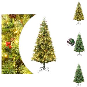 vidaXL Kerstboom 195 cm - Hinged - PVC/PE - LED - Groene kleur - Decoratieve kerstboom