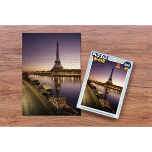 Puzzel De Eiffeltoren bij zonsondergang met woonboten - Legpuzzel - Puzzel 500 stukjes