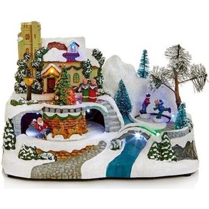 Magische LED Kerstscène: Geanimeerd Dorp Met Draaitafels En Sneeuwplezier!