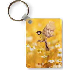 Sleutelhanger - Vogel - Koolmees - Bloemen - Margriet - Uitdeelcadeautjes - Plastic