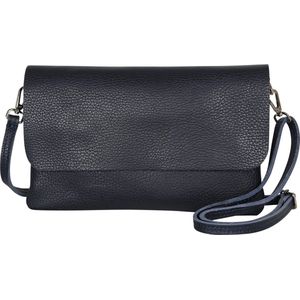 AmbraModa GLX11 - Crossbodytas, Clutch, telefoontas van echt leer met afneembaar en verstelbare schouderriem, passend voor mobiele telefoons en tablets tot 7 inch. Donkerblauw