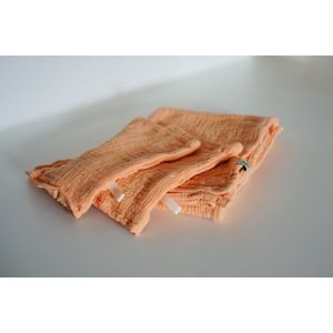 Baby-swaddle-hydrofiele doek met washandjes-zalm/oranje-afm:80x80-handgemaakt (Sweet baby Bedstraw)