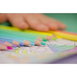 Kores - Kolores Pastel: 12 kleurpotloden voor kinderen, beginners en volwassenen, pasteltinten voor wit, donker en knutselpapier, set van 12 verschillende kleuren