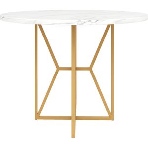 Ronde eettafel (80 x 80 x 76 cm), lichte en luxe ronde tafel voor 4-6 personen, geschikt voor eetkamers en woonkamers, gouden poten, gemarmerd MDF tafelblad