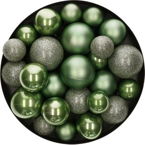 Decoris kerstballen - 30x st - salie groen - 4/5/6 cm - kunststof - kerstversiering