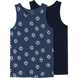 NAME IT NKMTANK TOP 2P DARK DENIM FOOTBALL NOOS Jongens Ondergoed - Maat 110