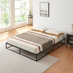 Metalen bed tweepersoonsbed Trerunta met bedbodem 160x200 cm zwart [en.casa]
