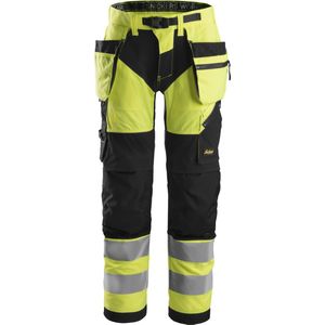 Snickers 6932 FlexiWork, High-Vis Werkbroek+ met holsterzakken Klasse 2 - Geel, High Visibility/Zwart - 146