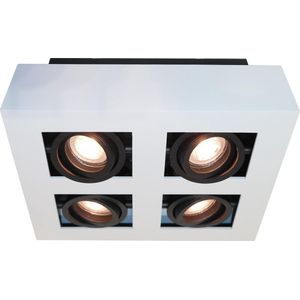 Plafondlamp Bosco 4L Wit/Zwart - 4x GU10 LED 4,8W 2700K 355lm - IP20 - Dimbaar > spots verlichting led wit zwart | opbouwspot led wit zwart | plafondlamp wit zwart | spotje led wit zwart | led lamp wit zwart