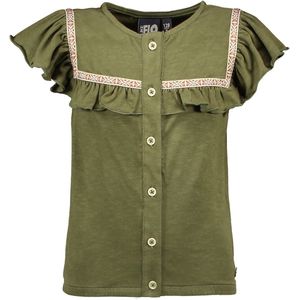 Meisjes blouse fancy ruffel - Olive